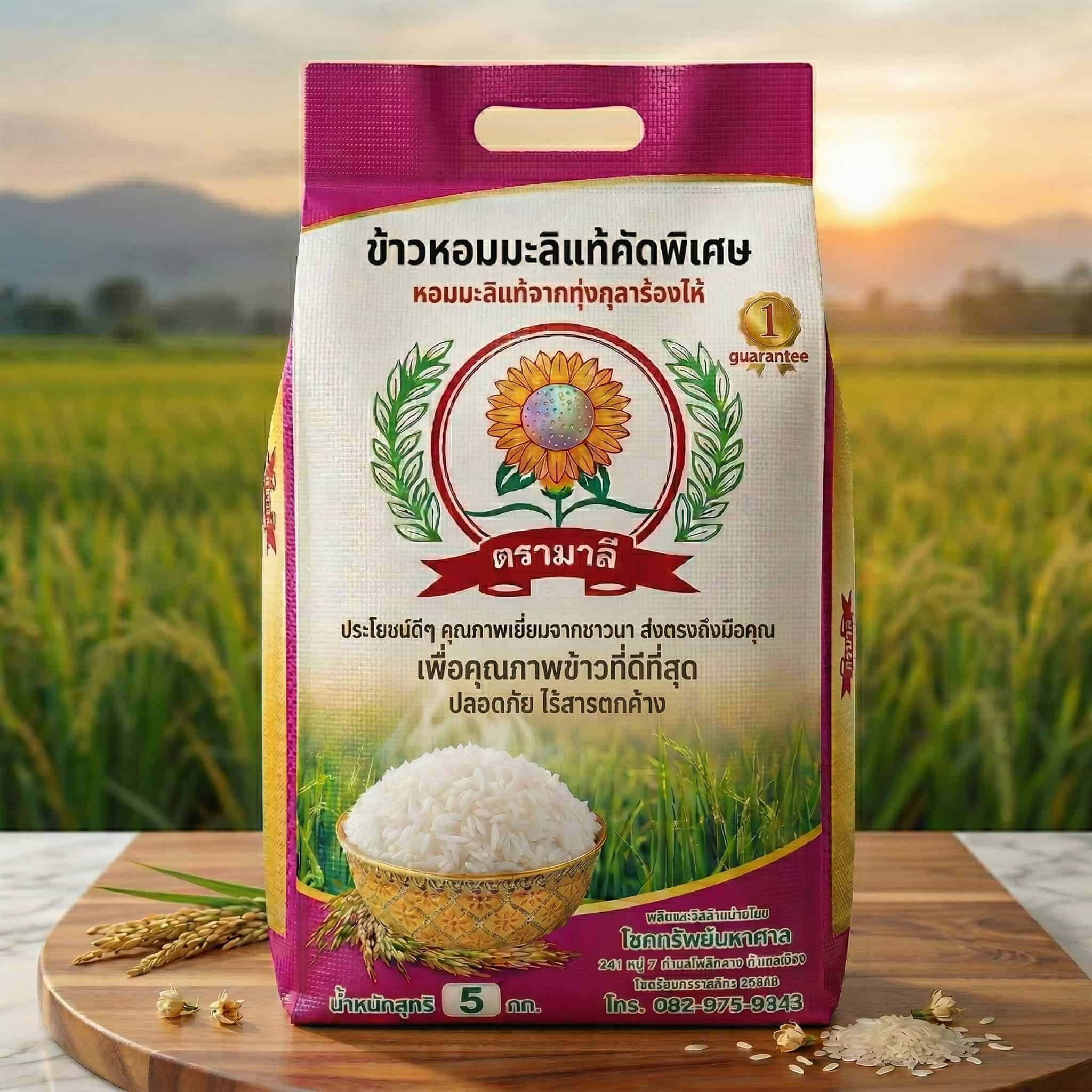 ข้าวหอมมะลิตรามาลี(เกรดพรีเมี่ยม) กลางปี,เก่า 40 ก.ก