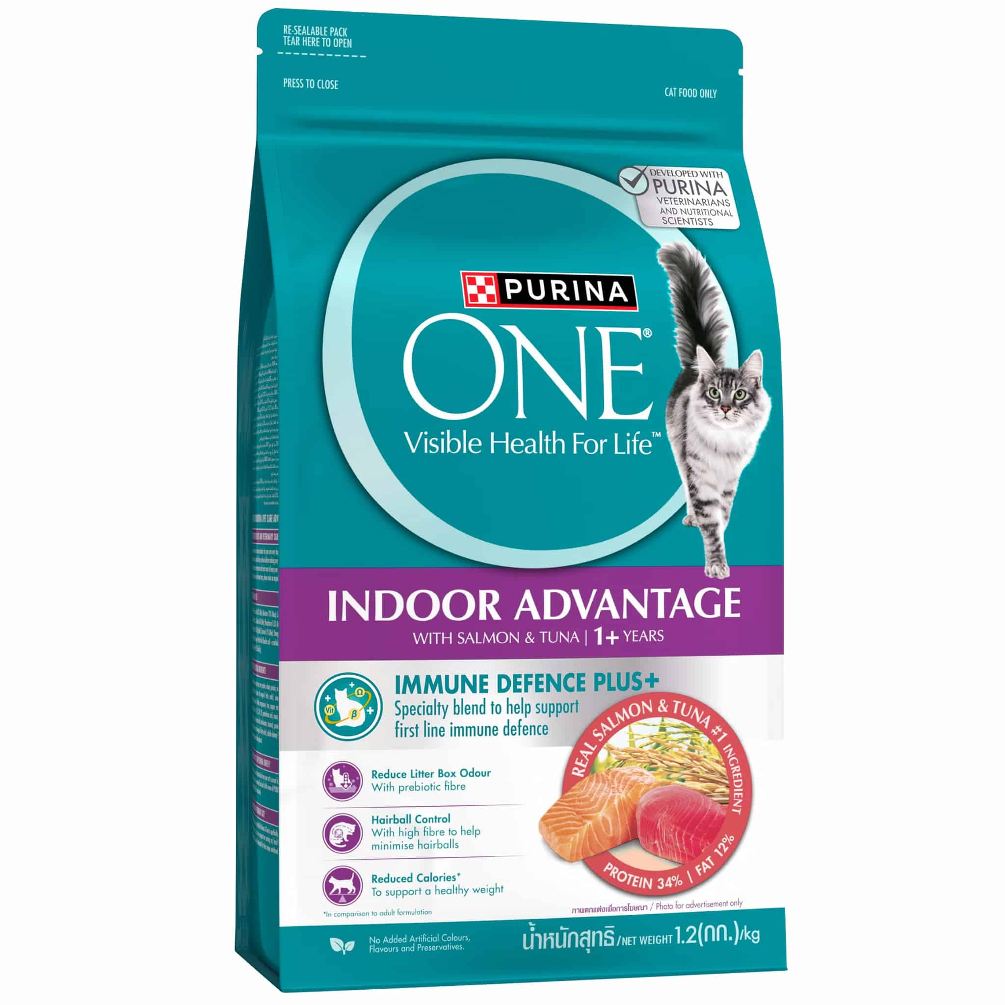 Purina One สูตรแมวโตเลี้ยงในบ้าน ปลาแซลมอนและทูน่า 380 กรัม